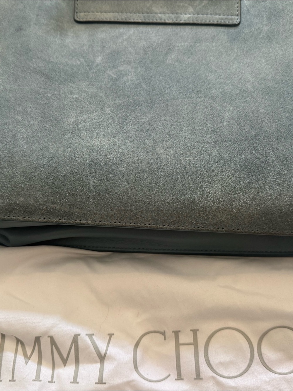 Jimmy Choo Slate Blue Suede Satchel with Top Handles - Picture 8 of 10